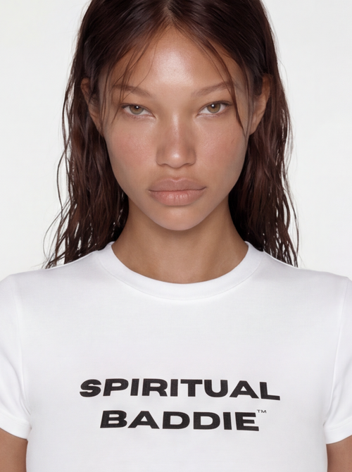 "Spiritual Baddie" Top - White (Black)