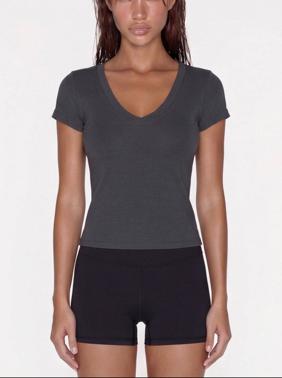 V-Neck Tee - Dark Grey
