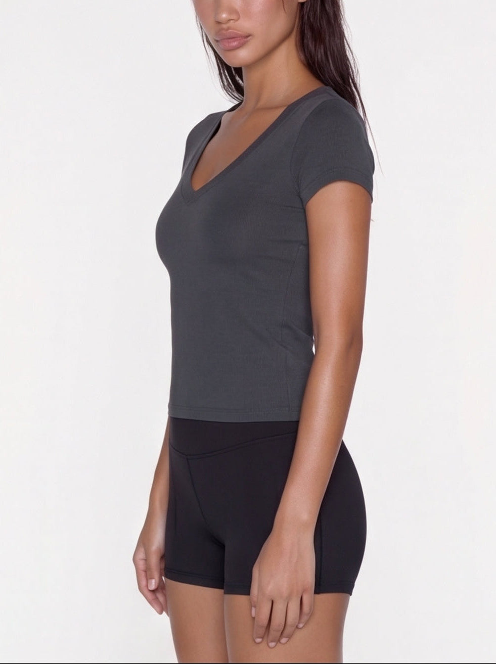 V-Neck Tee - Dark Grey