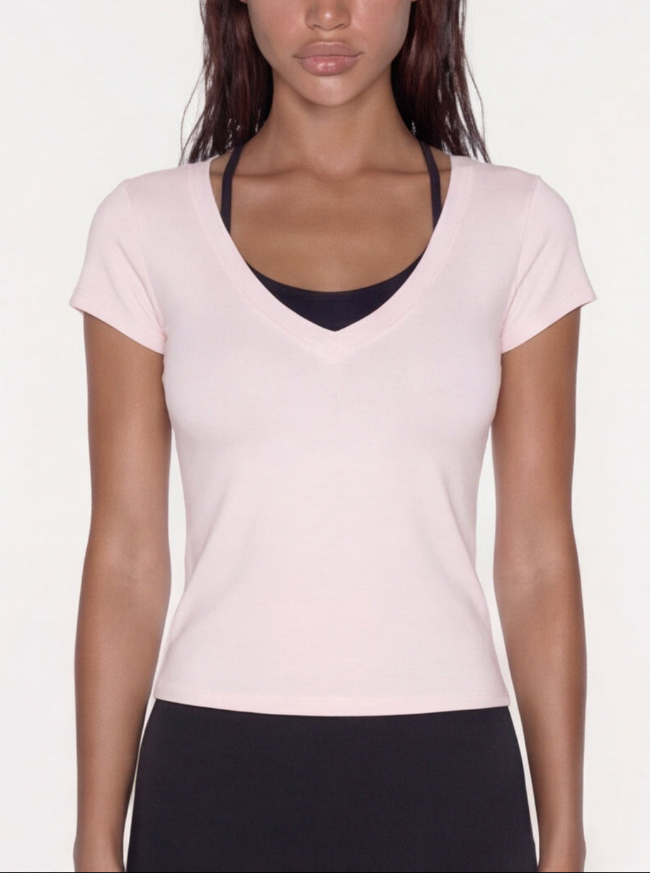 V-Neck Tee - Pink
